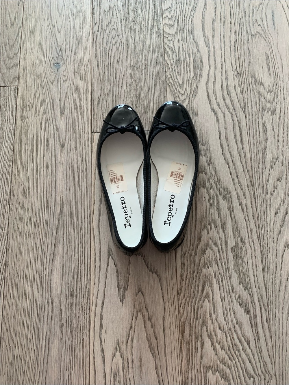 Repetto Black Patent Leather Ballet Flats with Bow
